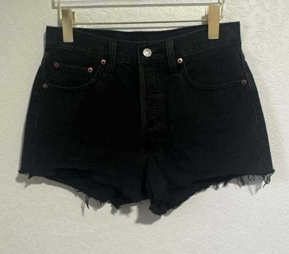 Levi's 501 Original Cutoff Shorts Size 29 Black Denim